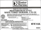 Foster Farms Mediterranean Style White Turkey Burgers